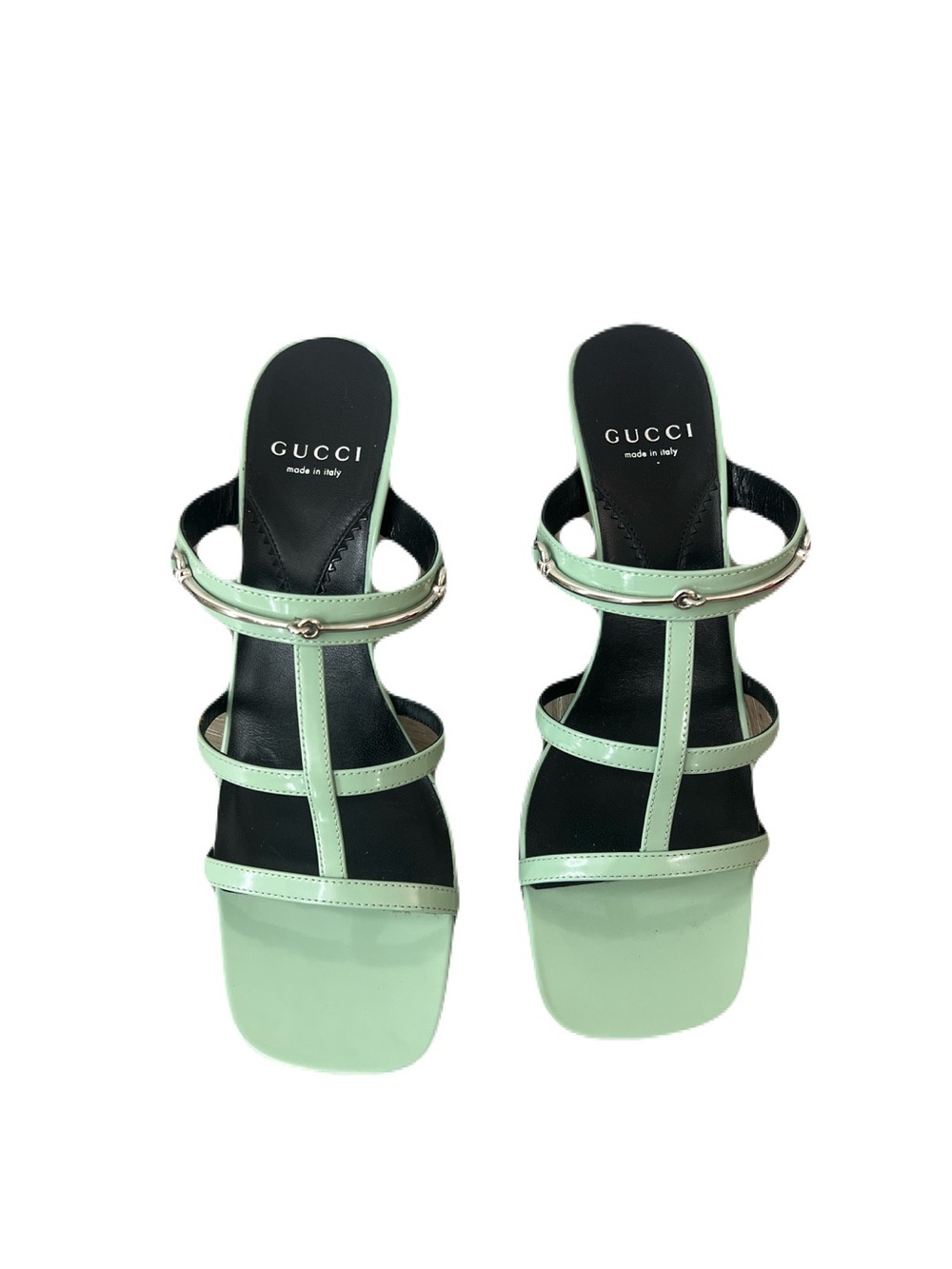 Gucci Horsebit Mint Green Strappy Slide Sandals Size 37.5